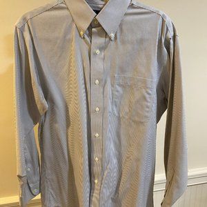 Jos. A. Bank Grey Striped Dress Shirt (15(1/2) 33)